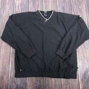 Adidas Golf Pullover Mens XL Black V Neck Windbreaker ClimaWarm Lined Top